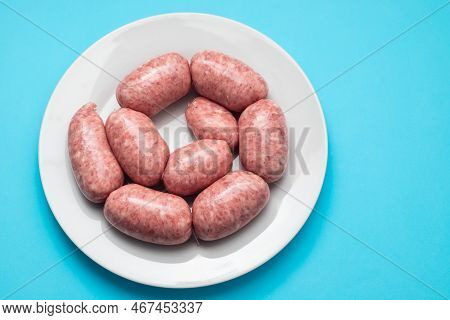 Rolled Botifarra, A Pork Meat Sausage Typical Of Catalonia, Spain, In A Plastic Dish
