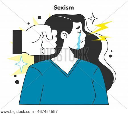 Domestic Violence And Abuse Concept. Female Character With Tears