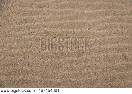 Close Up Of The Wind-swept Ripples In The Sand On A Beach.