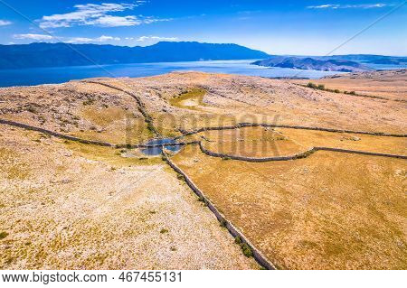 Lokva Diviska Stone Desert Oasis On Moon Plateau Above Baska, Island Of Krk, Croatia