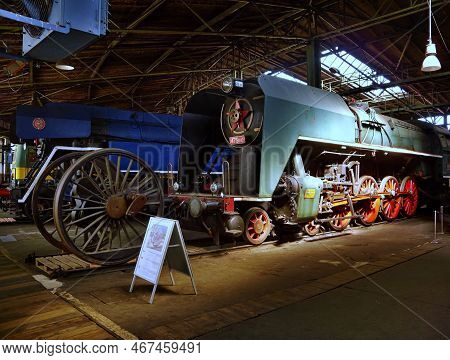 Chomutov, Czechia - September 04, 2022: Steam Locomotive 475 From Year 1912 In Museum