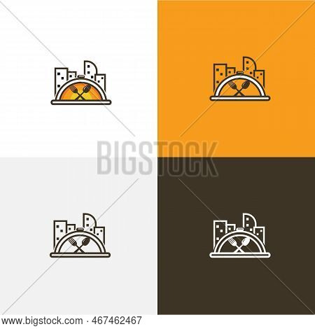 Vector Restaurant And Real Estate Logo Combination. Food And House Symbol Or Icon.eps 10