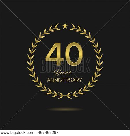 Fourty Years Anniversary Golden Laurel Wreath Label