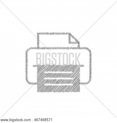 Printer White Sketch Vector Icon. Printer Sign Vector Design Template