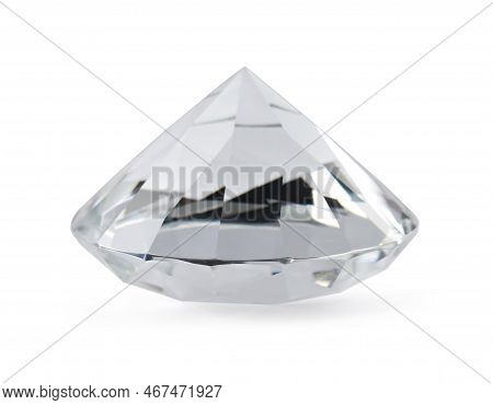 Beautiful Dazzling Diamond Isolated On White. Precious Gemstone