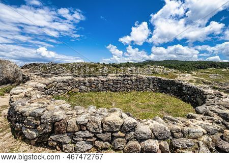 Celtic Castro De Barona, The Best Preserved Of All Galician Iron Age Forts Known As Castros. Porto D