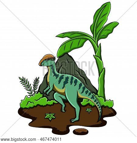 Cartoon Amargasaurus In The Jungle With Background