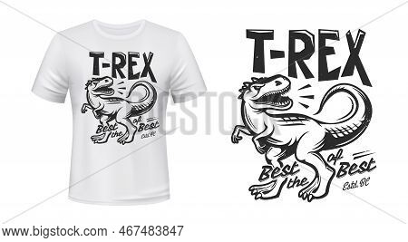 T-rex, Tyrannosaurus Rex Dinosaur. Sport Mascot T-shirt Print. Clothing Custom Design Vector Print M