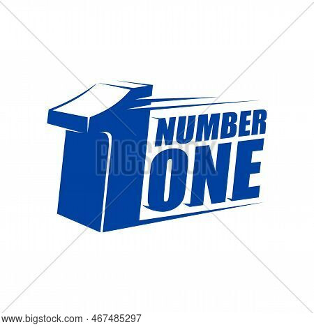Number One Icon. First Place, Winner Prize, Leader And Champion Award Vector Badge Or Brand Label Wi