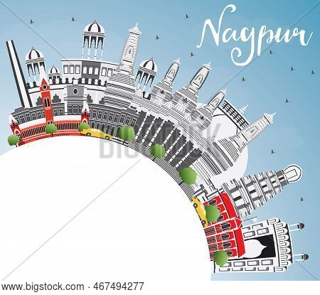 Nagpur Skyline With Gray Buildings, Blue Sky And Copy Space. Vector Illustration. Business Travel An