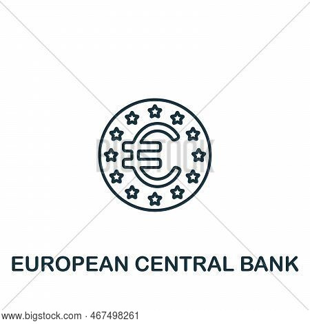 European Central Icon. Monochrome Simple Policy Icon For Templates, Web Design And Infographics