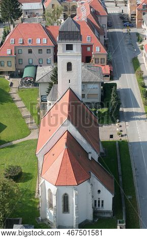 Krizevci, Croatia - October 08, 2011: Church Of The Holy Cross In Krizevci, Croatia On October 08, 2