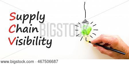 Scv Supply Chain Visibility Symbol. Concept Words Scv Supply Chain Visibility On White Paper On Beau