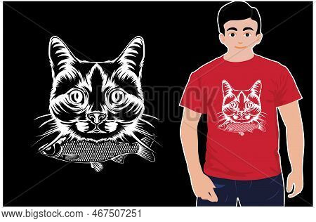 Cat And Fish Lover T-shirt Design.t-shirt Vector.