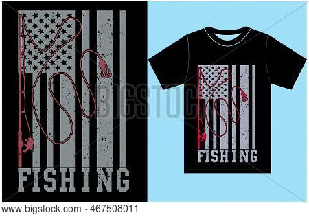 Usa Flag Fishing T-shirt Design. T-shirt Gift For Fishing Lovers. Vector Fishing T-shirt.