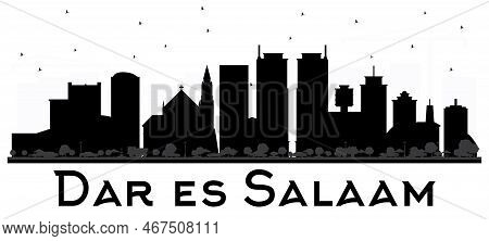 Dar Es Salaam Tanzania Skyline Black And White Silhouette. Vector Illustration. Simple Flat Concept 