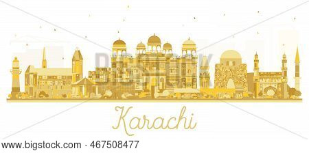 Karachi Pakistan City Skyline Golden Silhouette. Vector Illustration.