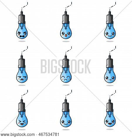 Emoticon Lamp All Set Design Vector Illustration Minimalist Icon Abtsrtack Color