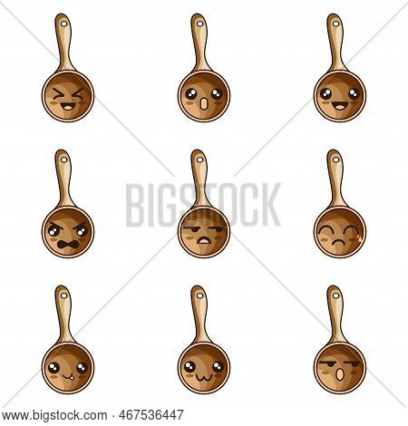 Emoticon Spoon All Set Design Vector Illustration Minimalist Icon Abtsrtack Color