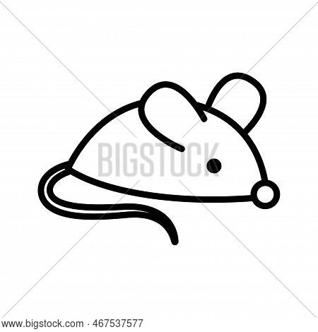 Mouse Toy For Cat Play. Cat Accessorie Rubber Mouse. Pictogram Isolated On A White Background. Vecto