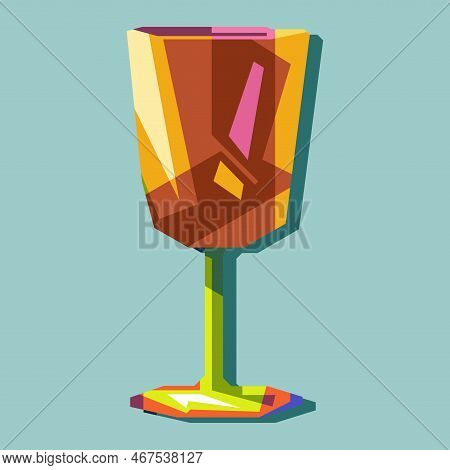 Illustration Design Of Colorful Isolated Glass With A Dark Background, Wpap Pop Art Vector Technique
