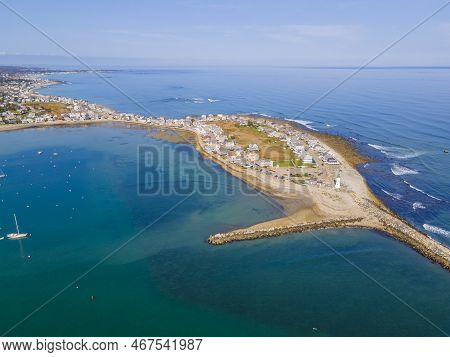 Old Scituate Lighthouse Aerial View At Cedar Point At The Entrance Of Scituate Harbor, Town Of Scitu