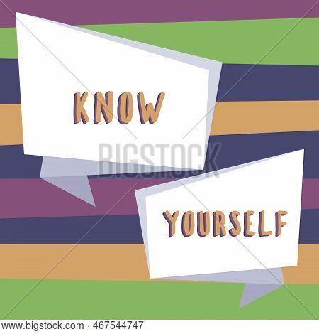 Text Caption Presenting Know Yourself. Business Idea Find You Understanding Strength And Weaknesses 
