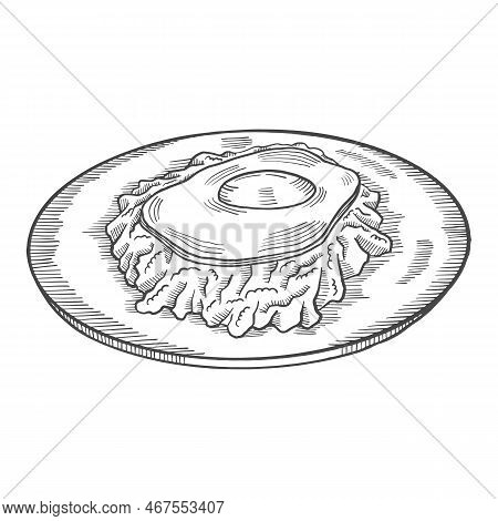 Labskaus German Or Germany Cuisine Traditional Food Isolated Doodle Hand Drawn Sketch With Outline S