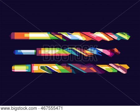 Drill Bit Illustration Design With Wpap Pop Art, Vector Technique