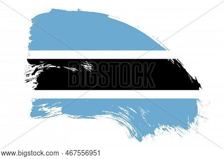 Botswana Flag On White Background With Abstract Paint Brush Texture Effect