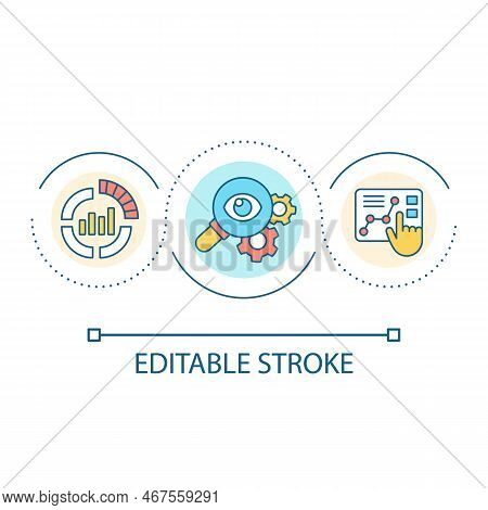 Using Statistical Tools Loop Concept Icon. Analyzing Data Abstract Idea Thin Line Illustration. Disc