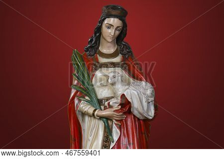Statue Of Agnes Of Rome - Santa Ines - Saint Of Catholic Religion