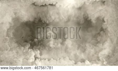 White Smoke Square Frame For Content Like Tunnel In Clouds - Abstract 3d Rendering