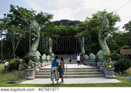 Ancient Naga Or Antique Naka Statues Of Wat Mahaeyong Temple For Thai People Travelers Travel Visit 