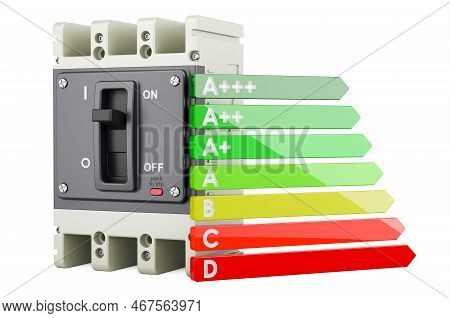 Circuit Breaker With Energy Efficiency Chart, 3d Rendering Isolated On White Background