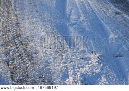 Sharp Tire Tracks In Rather Deep Snow
