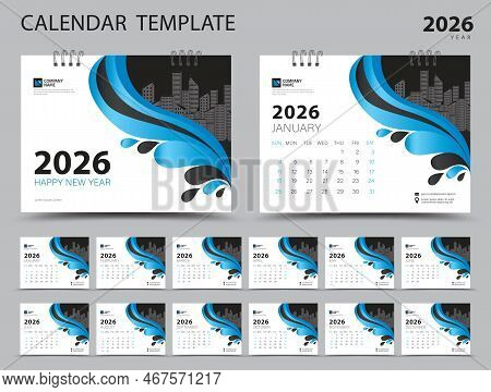 Creative Calendar 2026 Set Template, Set Of 12 Months, Desk Calendar 2026, Planner, Week Starts On S
