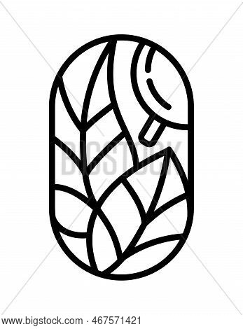 Vector Tea Leaves And Abstract Lines For Farm Product Label Eco Logo Organic Plant Design. Round Bau