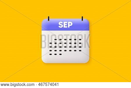 Calendar Date 3d Icon. September Month Icon. Event Schedule Sep Date. Meeting Appointment Planner. A