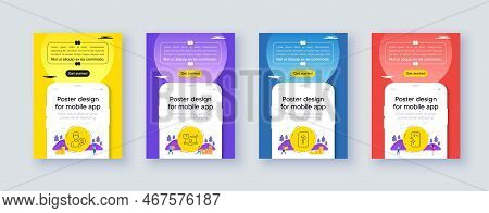 Simple Set Of Unknown File, Online Question And Person Idea Line Icons. Poster Offer Design With Pho