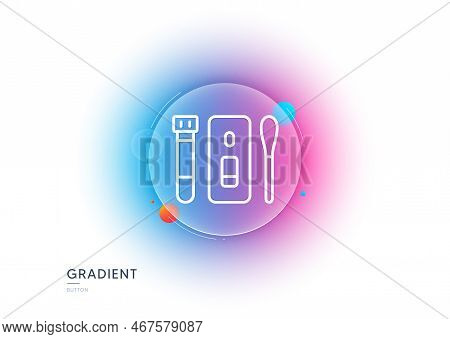 Nasal Swab Test Line Icon. Gradient Blur Button With Glassmorphism. Coronavirus Testing Sign. Covid 