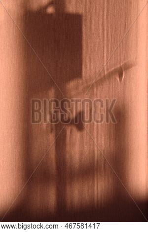 Diagonal And Vertical Shady Stripes Cast On Light Wall Macro View. Vintage Style Decorative Element.