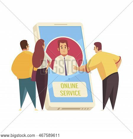 Support Call Center Composition With Call To Tech Support Agent In Smartphone Screen Surrounded By C