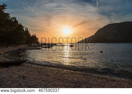 Seaside Landscape In The Peljesac Region Of Croatia.