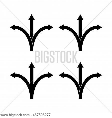 Three Direction Arrows. Question Mark Isolated. Vector Illustration. Stock Image.