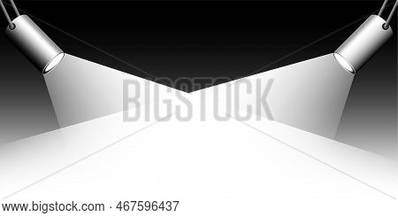 Realistic Searchlights. Festive Background. Vector Illustration. Stock Image.