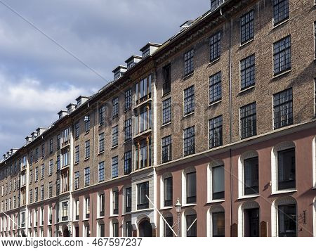 Copenhagen, Denmark - Oct 19, 2018: Street Level View Of Iconic European-style Buildings Along Amali