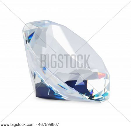 Beautiful Dazzling Diamond Isolated On White. Precious Gemstone
