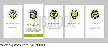 Zombie Horror Scary Dead Evil Onboarding Mobile Vector. Monster Creepy, Hand Death, Undead Nightmare