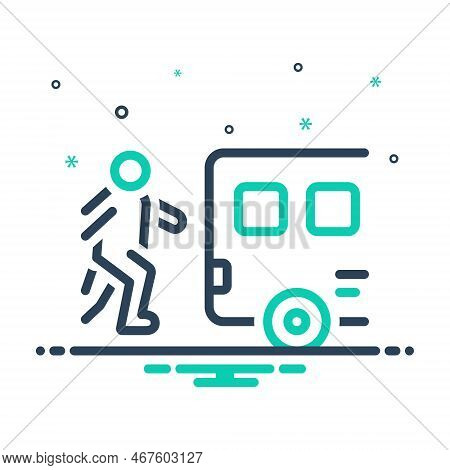 Mix Icon For Latter  Hindmost Bus Behind Left Hurry Transportation Catch Passenger Runner